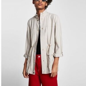 Zara Beige Safari Utility Lightweight Jacket US XS